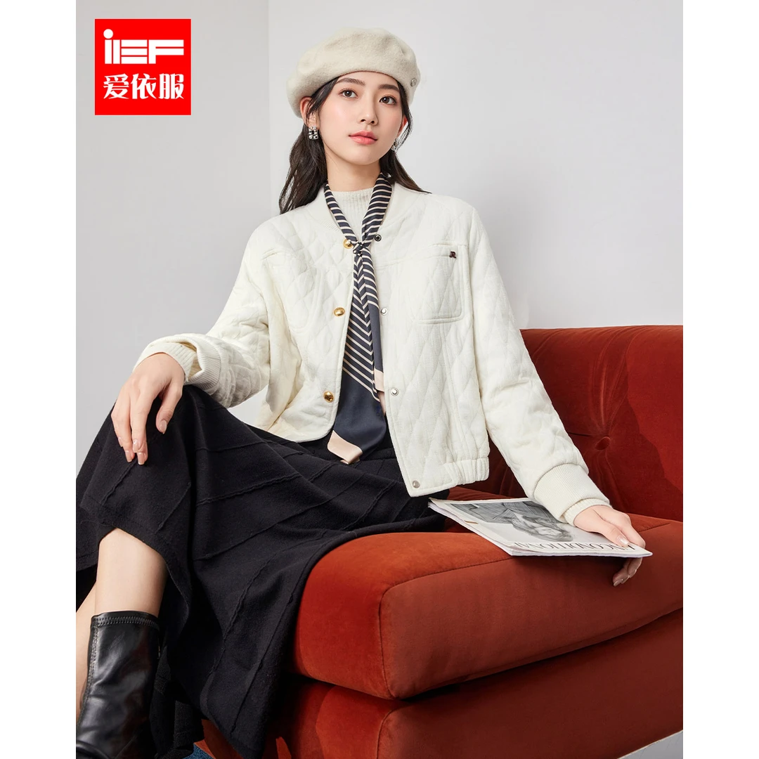 IEF/爱依服2025秋季新款高级感学院风菱格时尚短款不臃肿女短外套