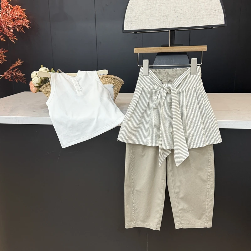 【现货】leomama女童真两件屁帘裤夏季百搭休闲裤儿童简约时尚裤子