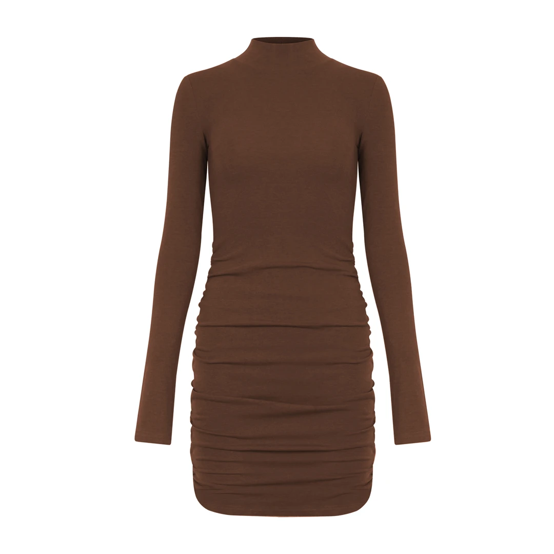 【Aliu自制】辣妹必入半高领修身长袖包臀连衣裙秋冬性感收腰打底裙