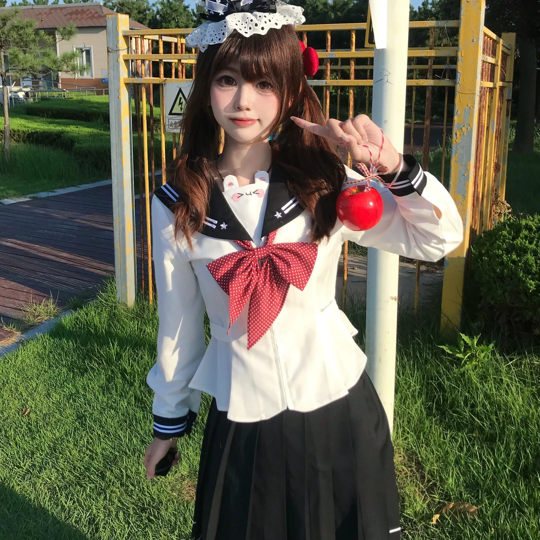 呦呦酱jk宅熊日记收腰夏季短袖长袖水手服JK制服原创设计