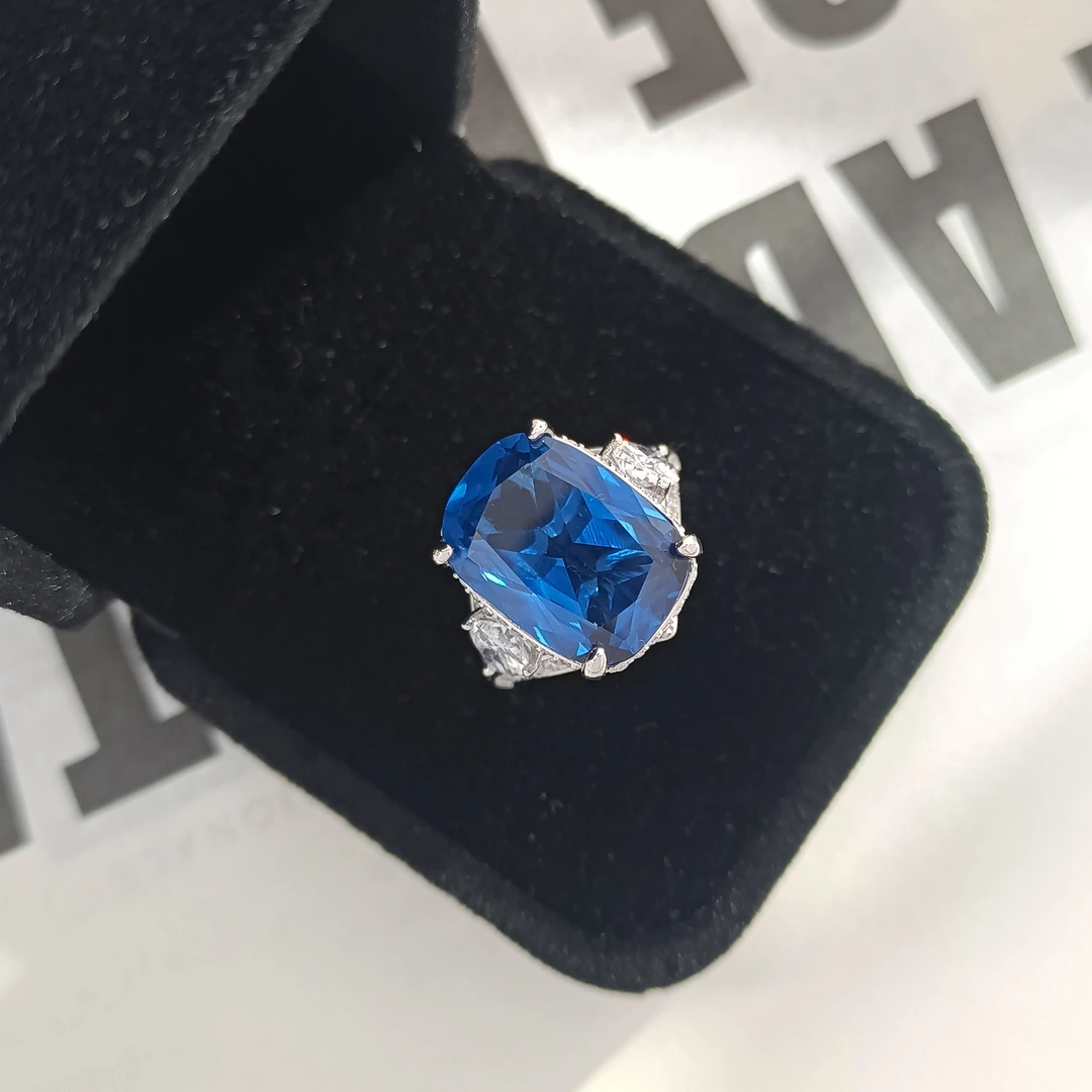 铜合金合成锆石戒指 WHSM-000569 【海蓝】 戒指轻奢精致欧美