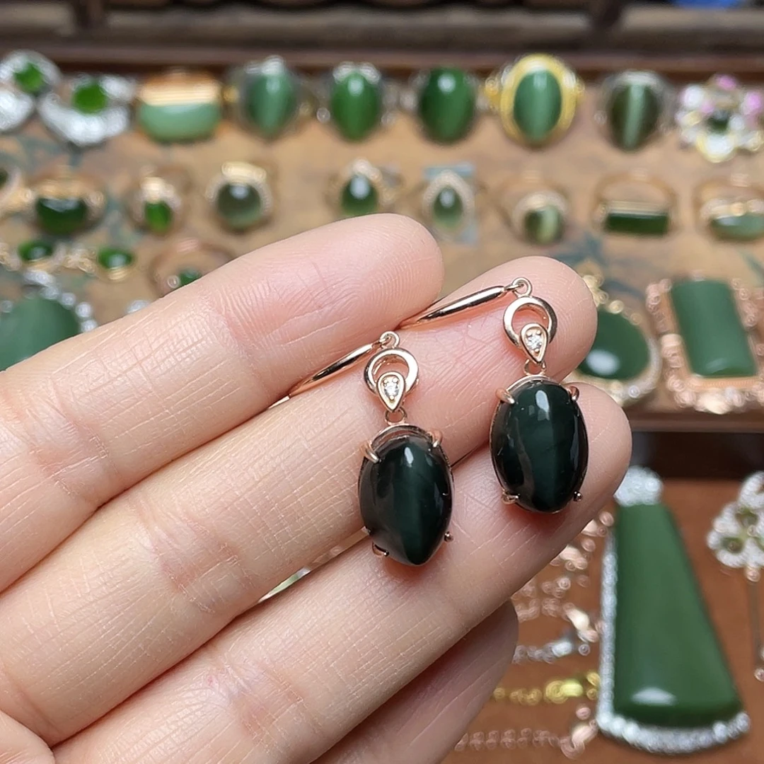 和田玉（碧玉）银S925镶嵌吊坠(赠链)