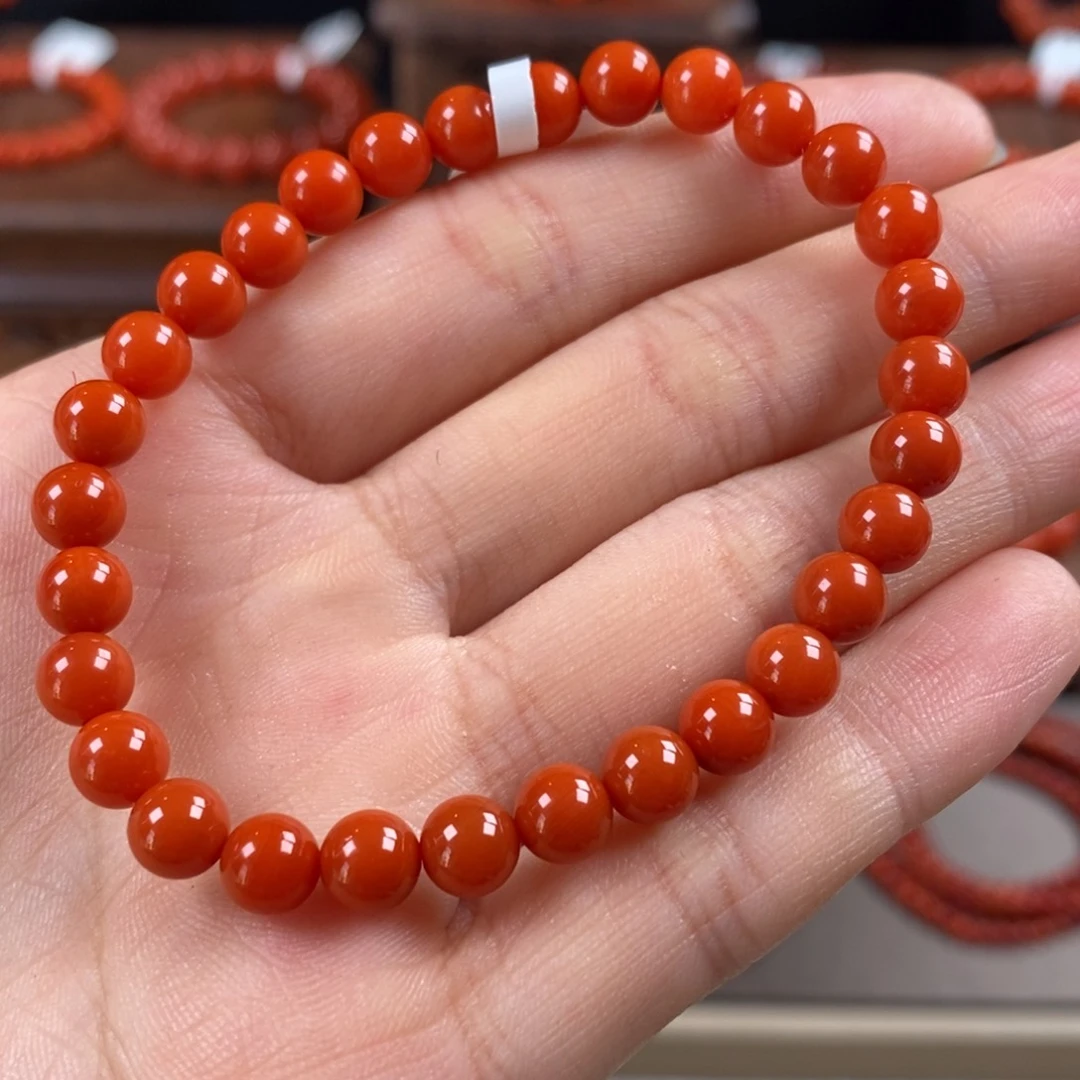 南红玛瑙手串6mm+未镶嵌