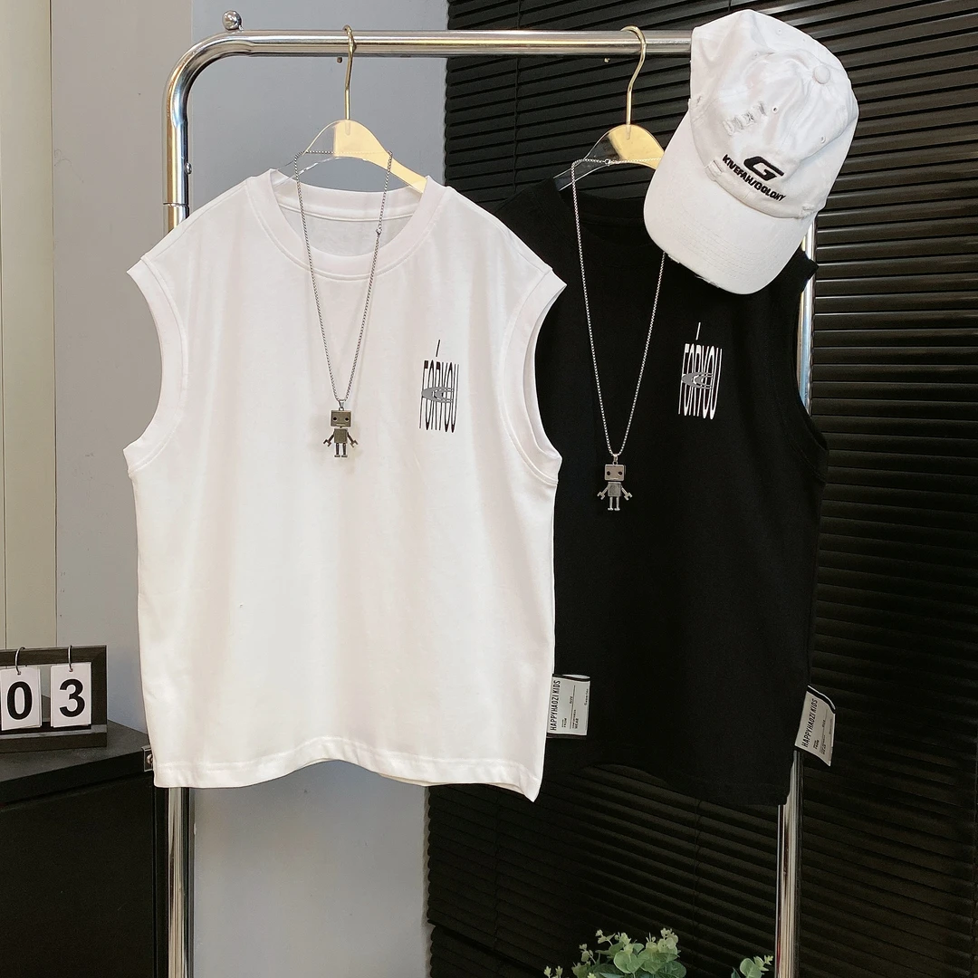 【嘟妈童装】男童2025新款简潮坎肩韩版儿童无袖T恤2780