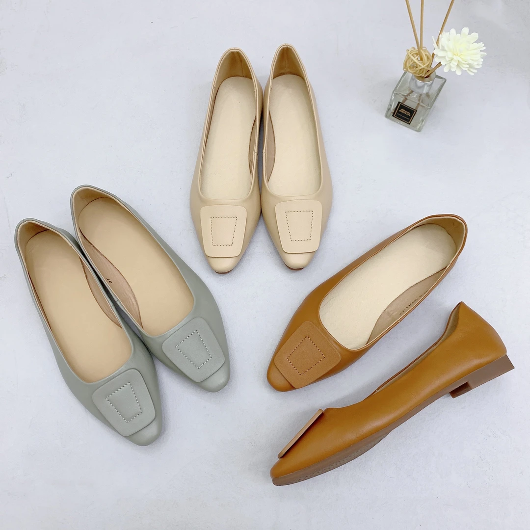 韩版浅口单鞋一脚蹬尖头女鞋时尚船鞋软底百搭平底鞋99-5