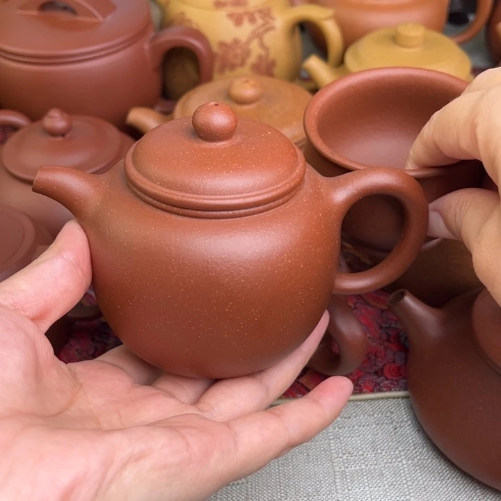 茶壶紫砂原矿红降坡匏尊精工半手260cc