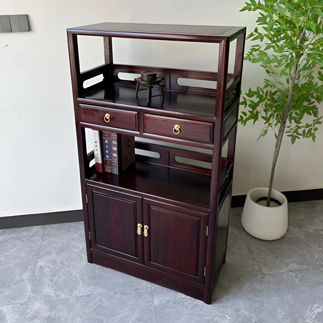 简祥红木 黑酸枝明式置物架置物柜茶水柜储物柜小书柜70×32×126