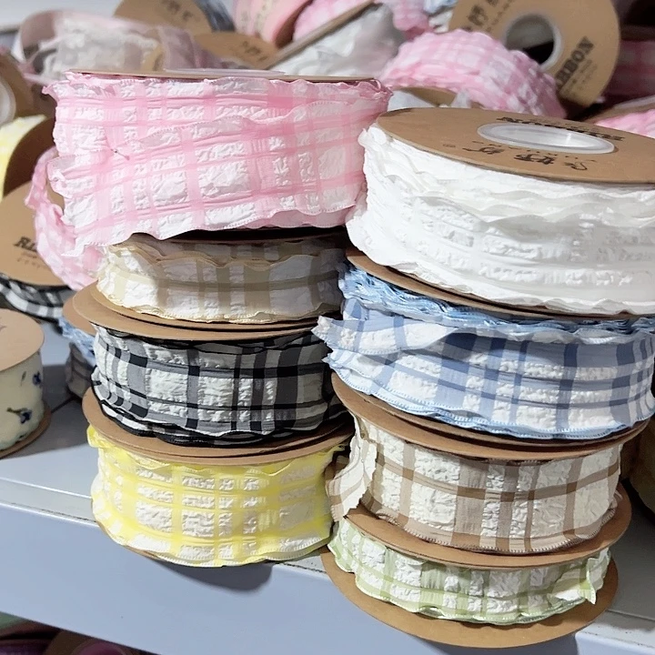 4和2.5的泡芙格子粉色蓝色绿色各25码