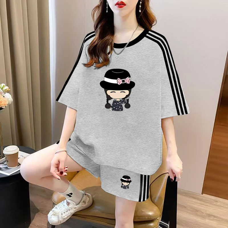 大码女装清仓捡漏休闲运动套装女夏季韩版宽松显瘦短袖短裤两件套