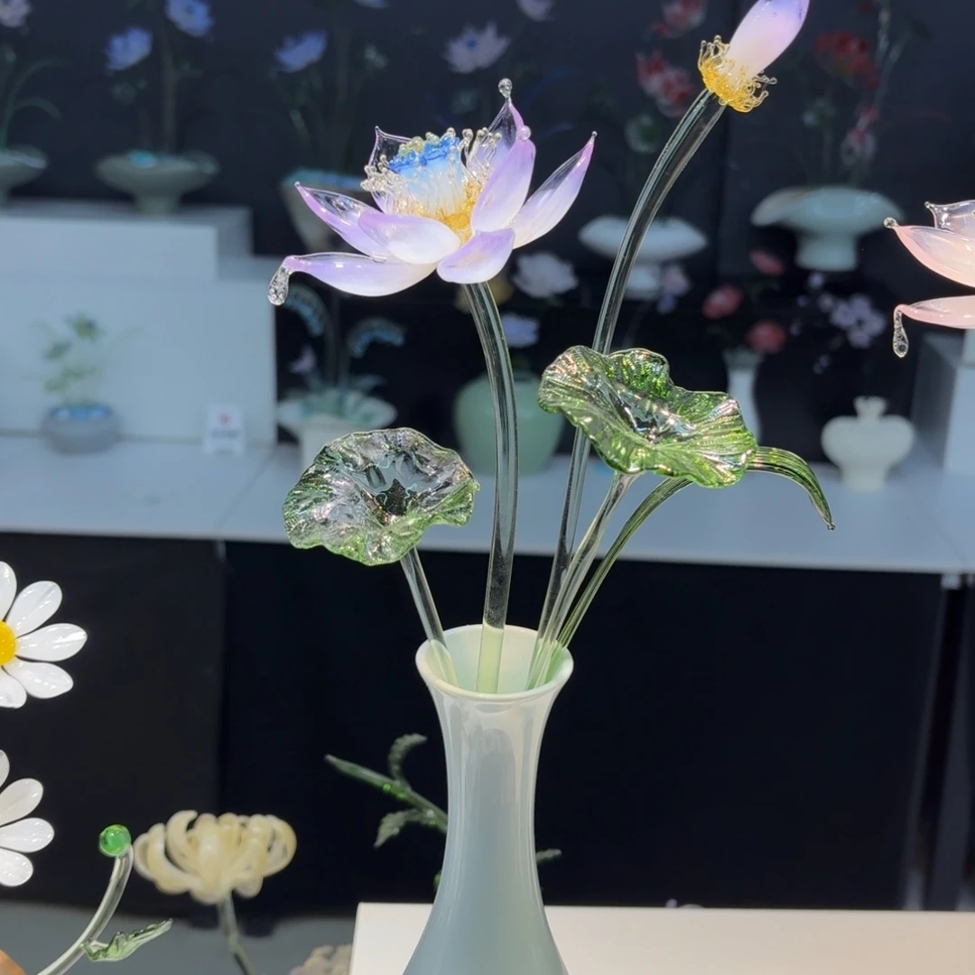 琉璃手工艺品紫色荷花02