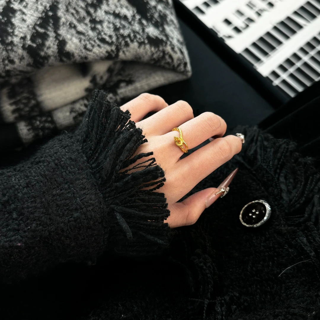 月初原创饰品 B609 黄水晶蛇戒 多样性发货