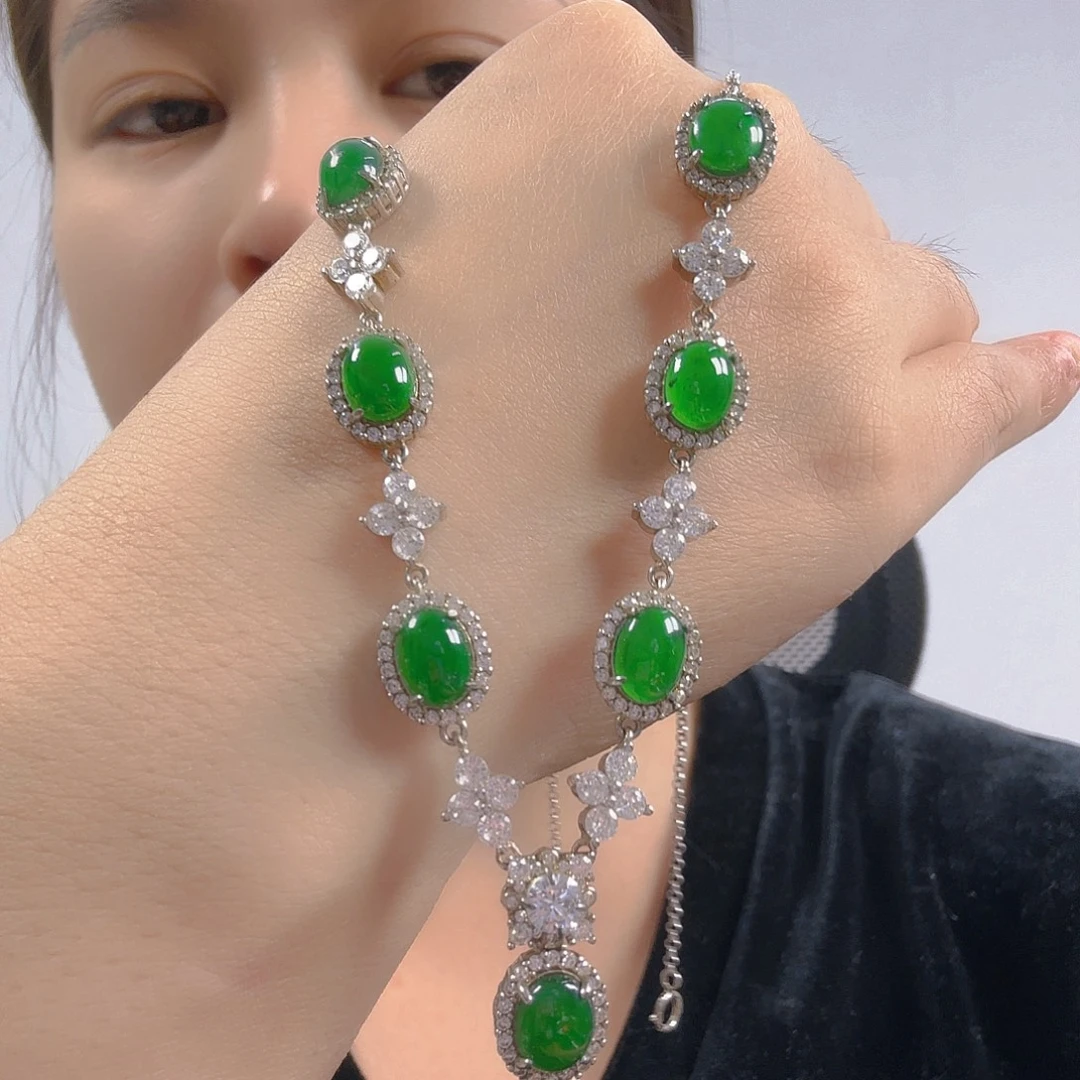 翡翠银S925镶嵌吊坠(不含链)