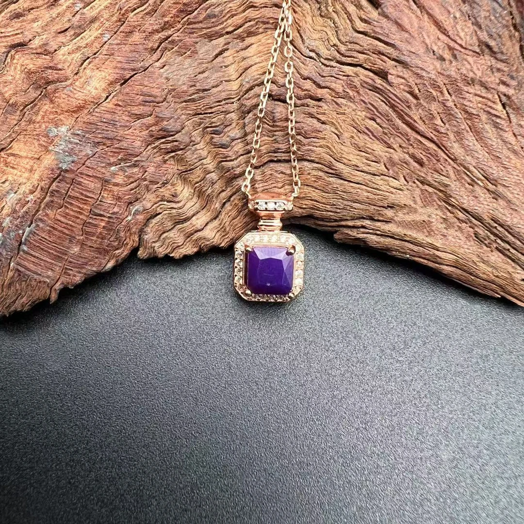 【圣芭黎】天然舒俱来吊坠香水瓶帝王紫切面925银6/D1702多样性发一