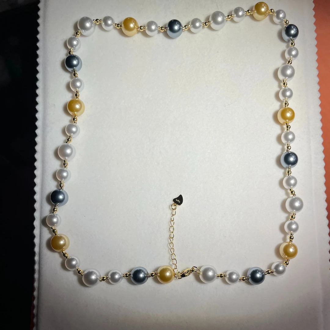 设计款混彩满天星中长款毛衣链XL358