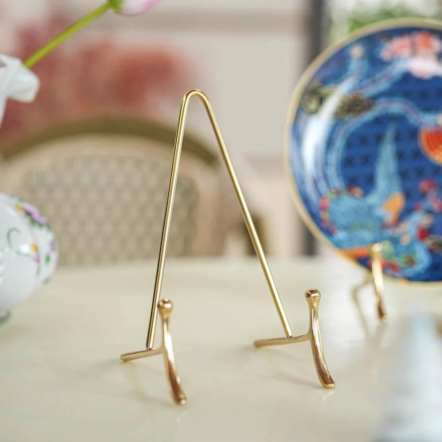 【奇居铜瓷】黄铜展示架赏盘架