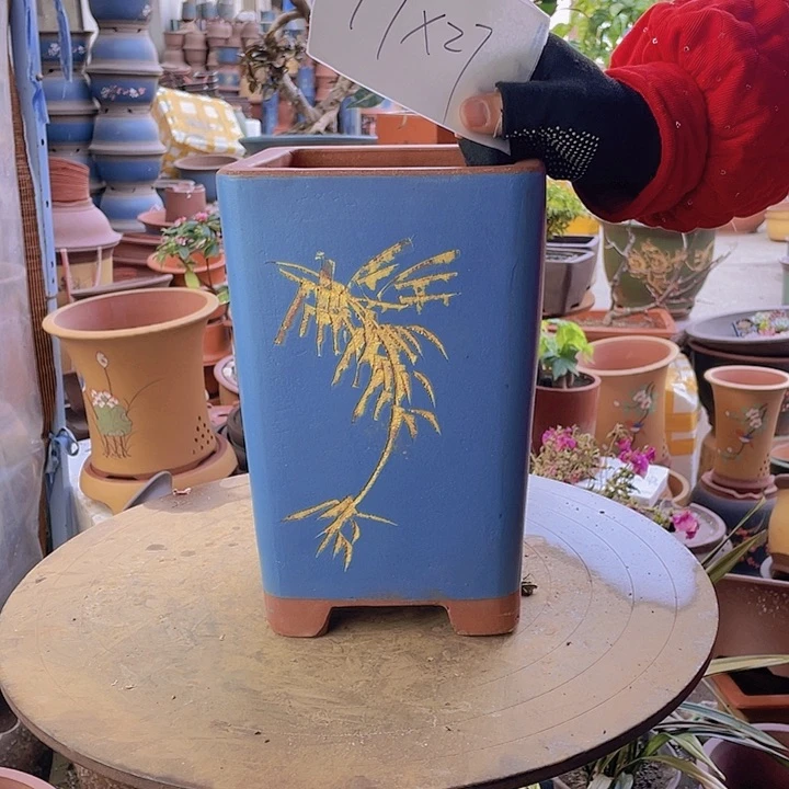 紫砂宜兴紫砂17蓝高四方