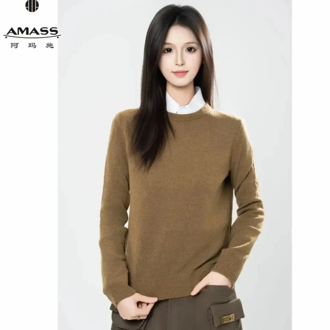AMASS/阿玛施秋季新款宽松慵懒显瘦百搭羊绒针织衫薄款内搭538071