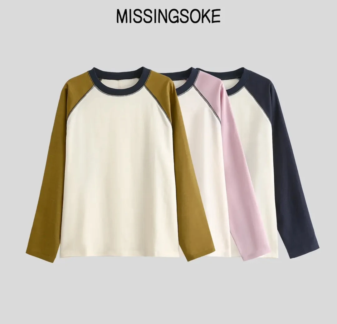 天丝亚麻撞色长袖T恤罩衫 夏季轻薄女装2928