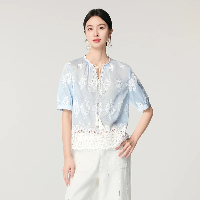 BADINA特调梦幻蓝气质减龄雪纺衫652M086