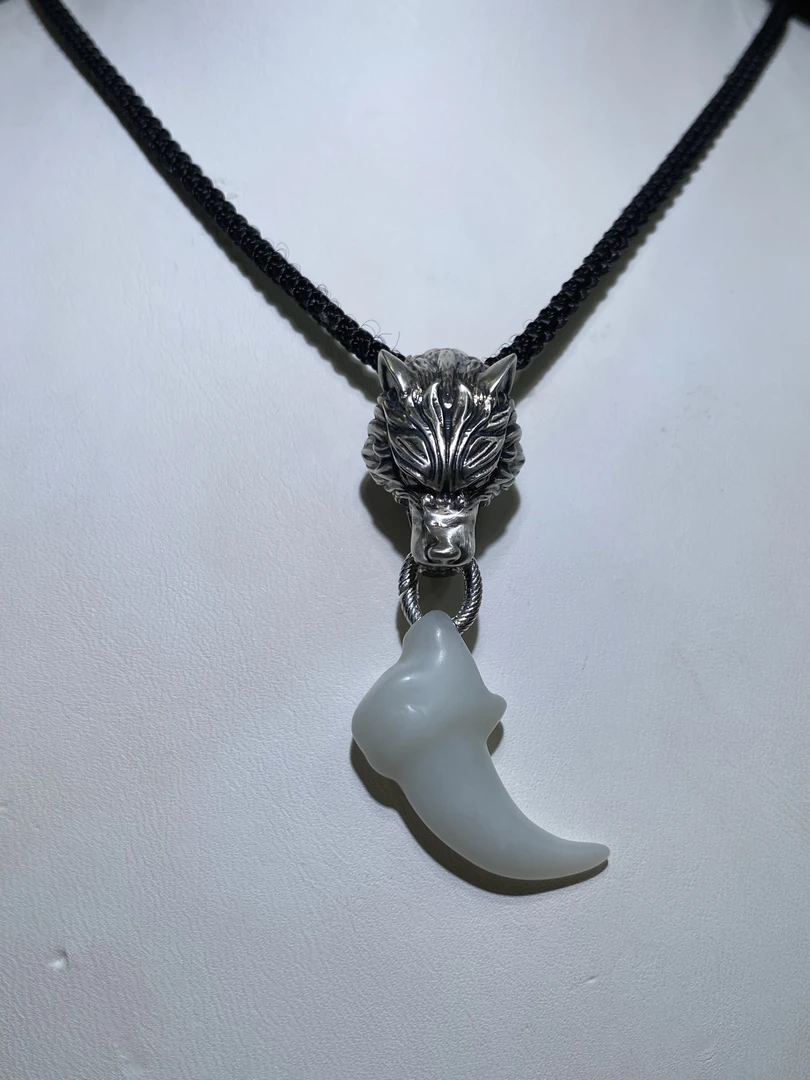 玉狼爪 925银镶 手工时尚个性创意和田玉吊坠