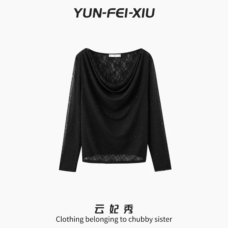 云妃秀大码女装蕾丝T恤百搭休闲气质胖妹妹上衣显瘦夏季新3278