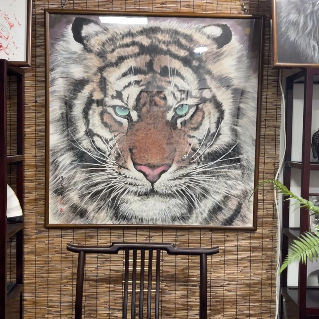 花***海国画手绘国画虎头作品