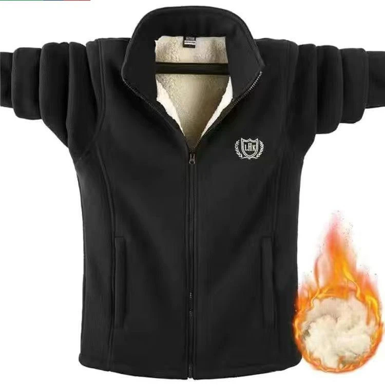 24年加绒加厚男士春秋冬季胖子摇粒绒加肥加大码宽松胖子拉链外套