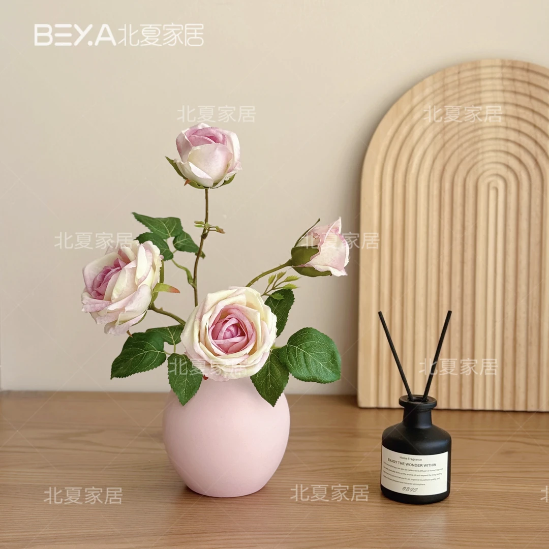 钻石玫瑰田园仿真花束装饰假花家居装饰花卉家居桌花餐桌摆花摆件