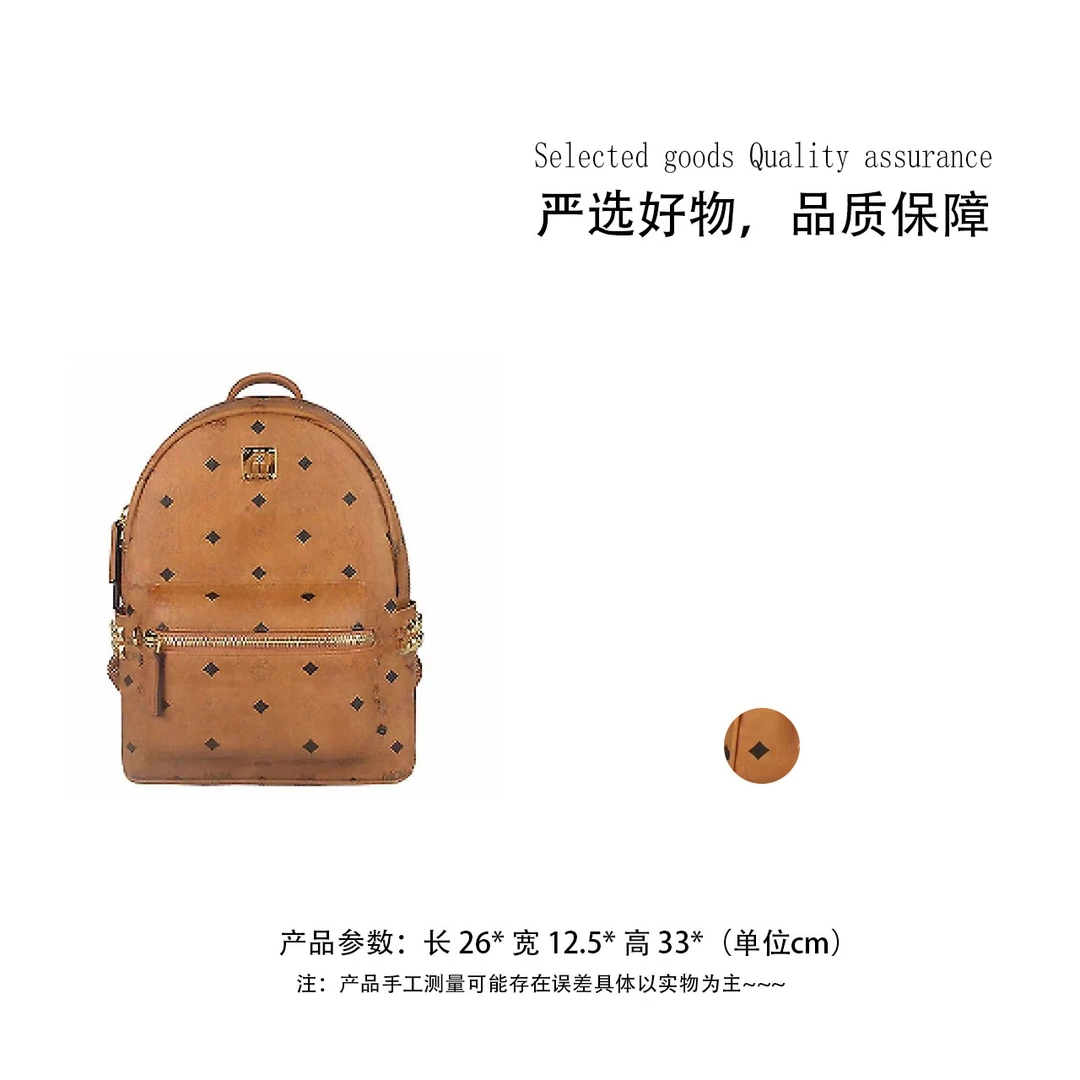 手工真皮女包  经典印花双肩包中号【26*12.5*33*】