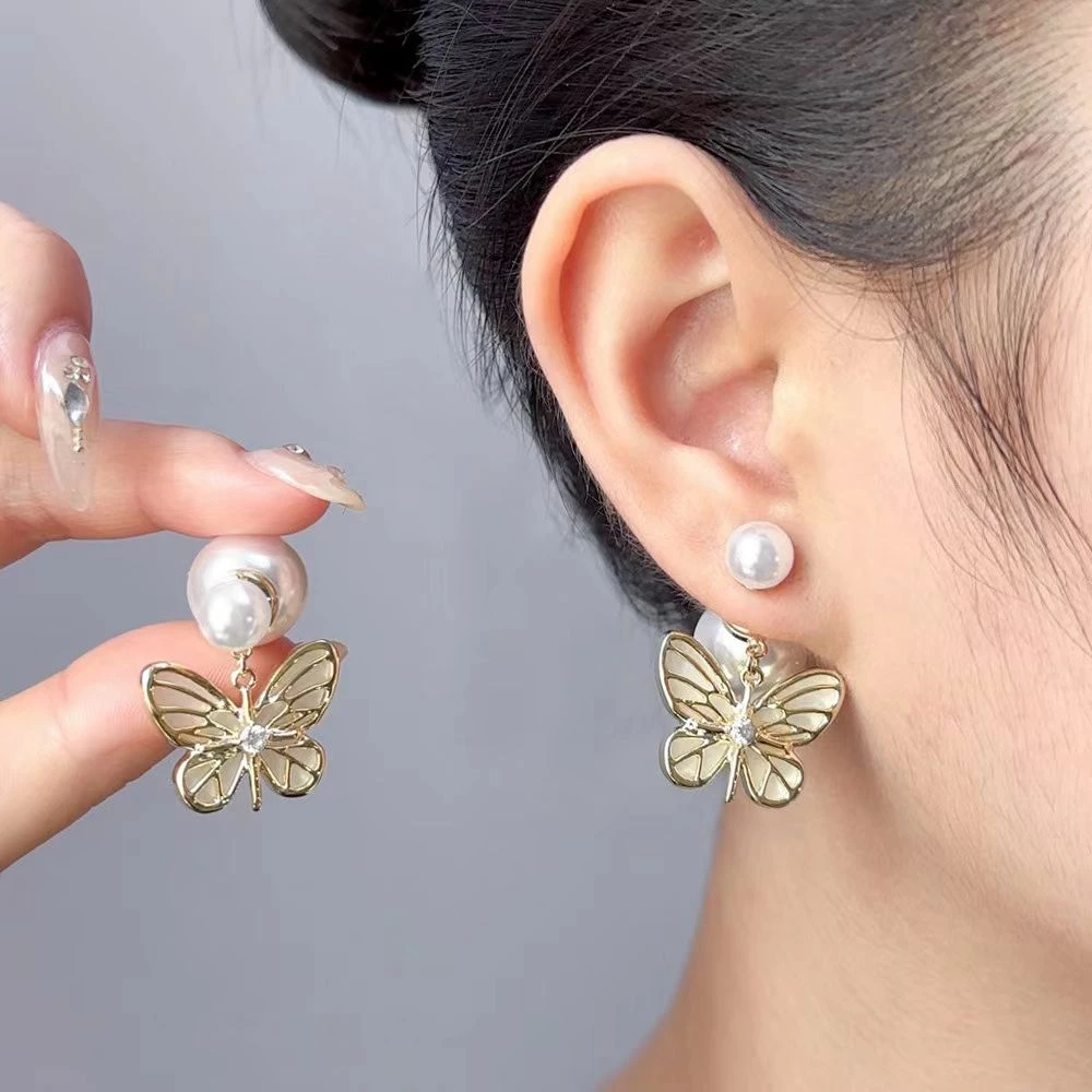 铜合金合成锆石耳饰 小众日韩复古耳环拼色耳环金色气质复古N2444