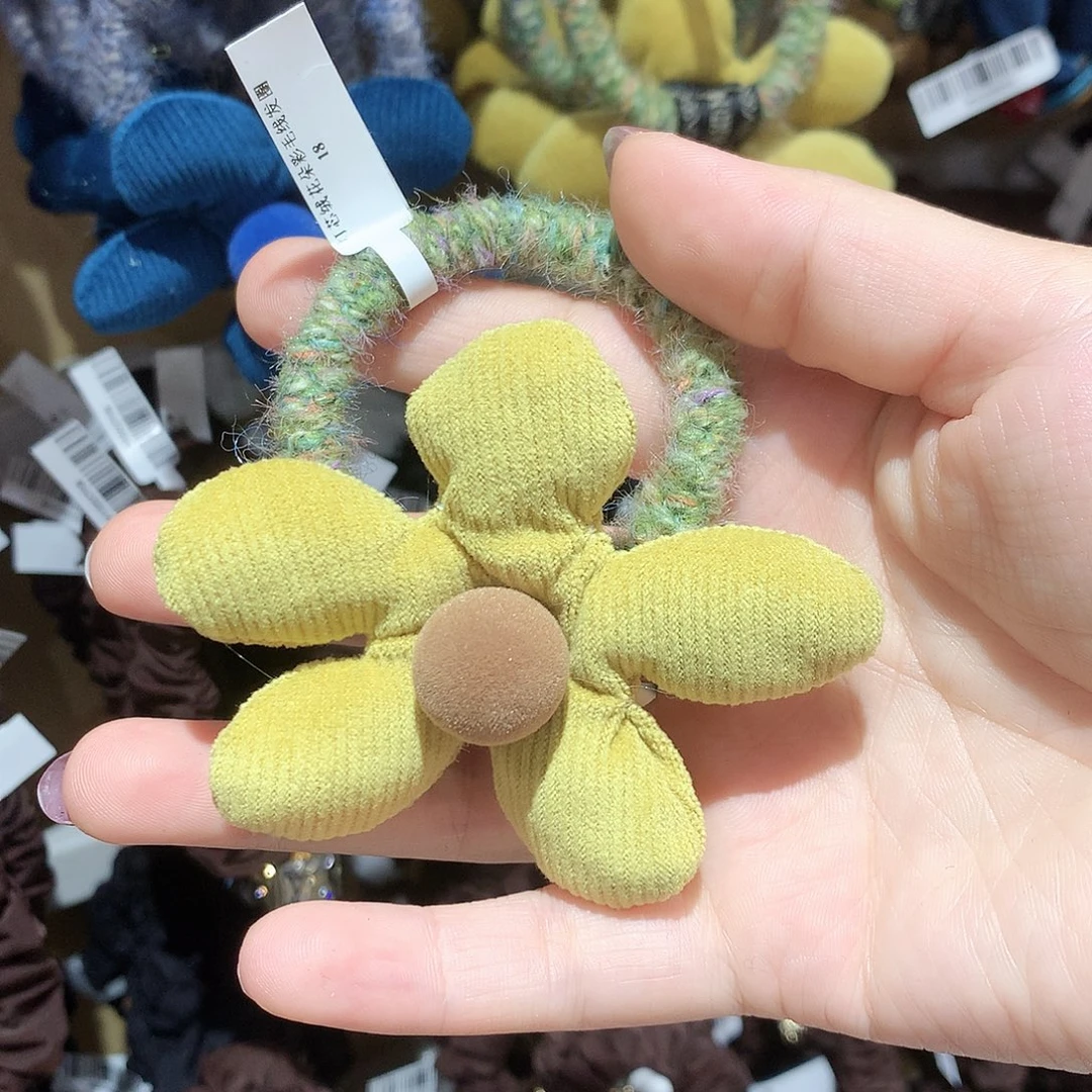 布艺铁合金黄色花花发绳