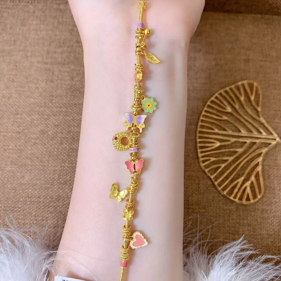 【伟新源】足金999 镶嵌工艺 镶嵌胖福手链19.58克 （附加100）15+2cm