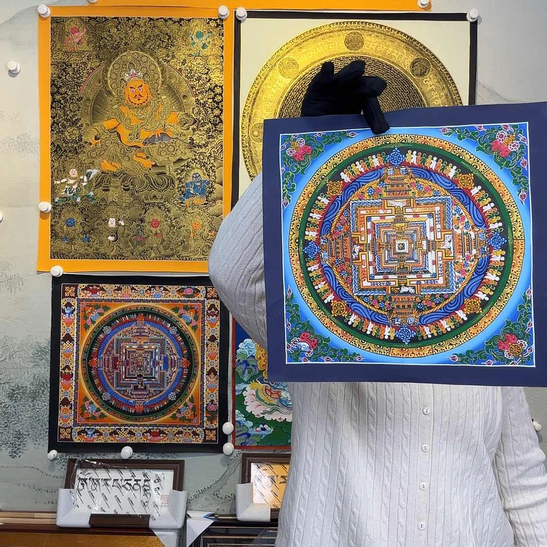 卷轴画纯手绘坛城唐卡27厘米左右