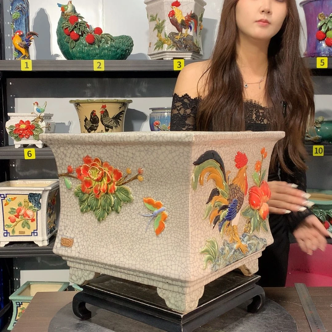 翰***）高温烧制石湾盆花盆瑕疵
