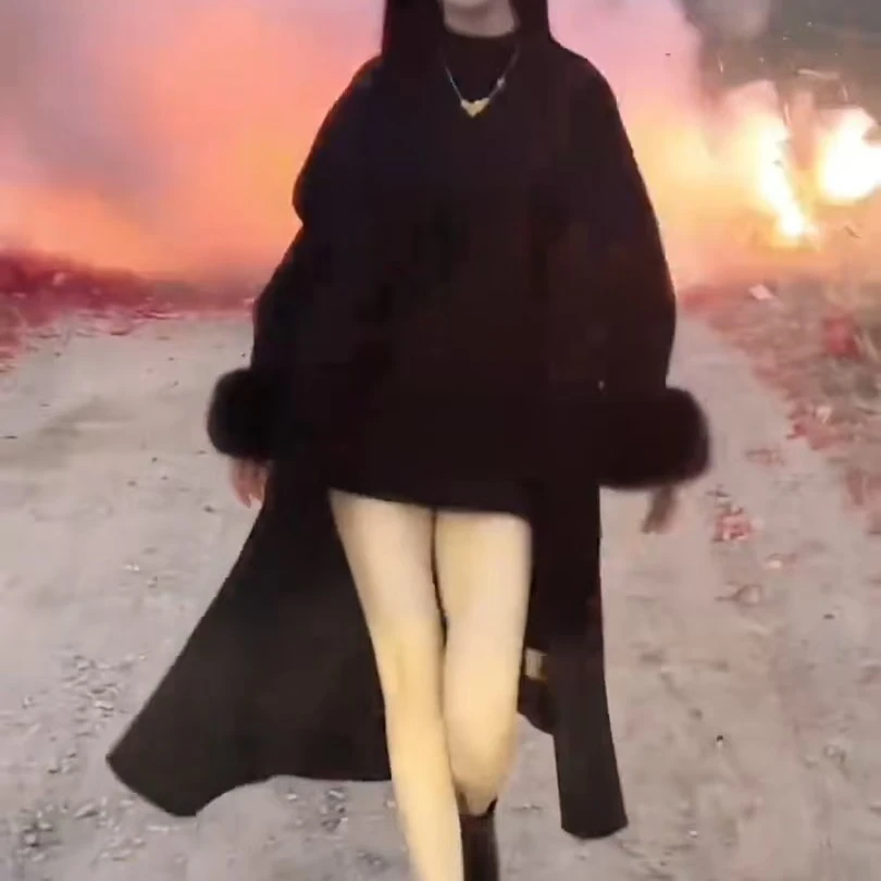 高级感秋冬长款双面大衣打底衫短裤新款时尚女装