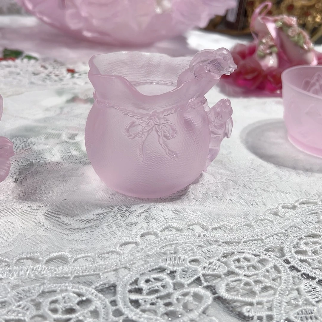 陶瓷QAA267粉水晶钱袋子摆件收纳