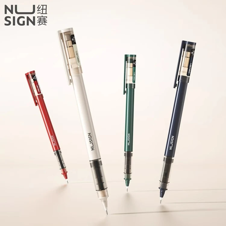【色彩美学】得力纽赛直液式中性笔考试用签字笔大容量学生用文具笔