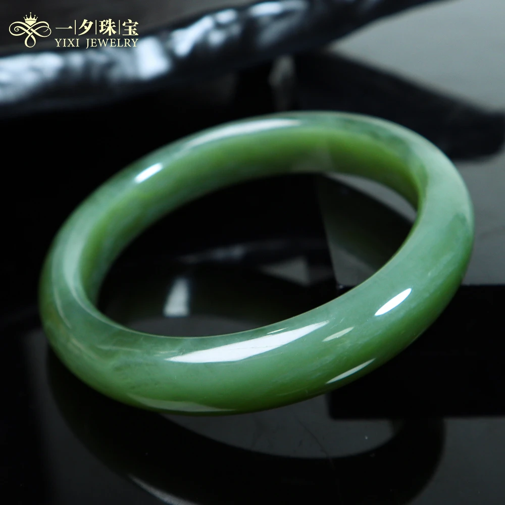 【一夕珠宝】天然和田玉碧玉冰底猫眼手镯正圈丨多样性发一Z0648