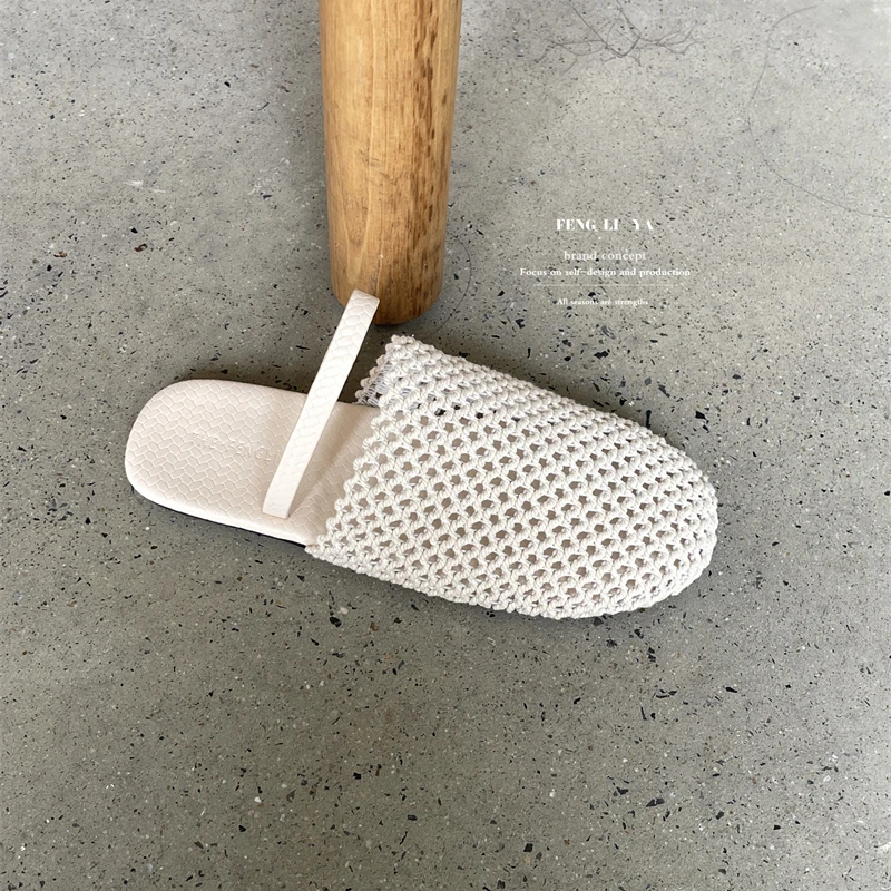 低跟包头半拖鞋女鞋子外穿夏一脚蹬透气镂空女拖鞋