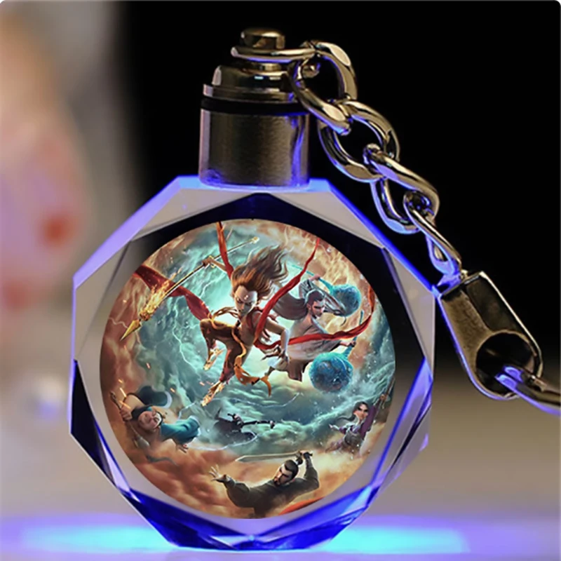 哪吒2周边钥匙扣水晶魔童闹海发光背包挂件哪咤敖丙纪念品手办