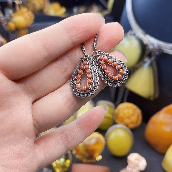 南红玛瑙银S925镶嵌项链