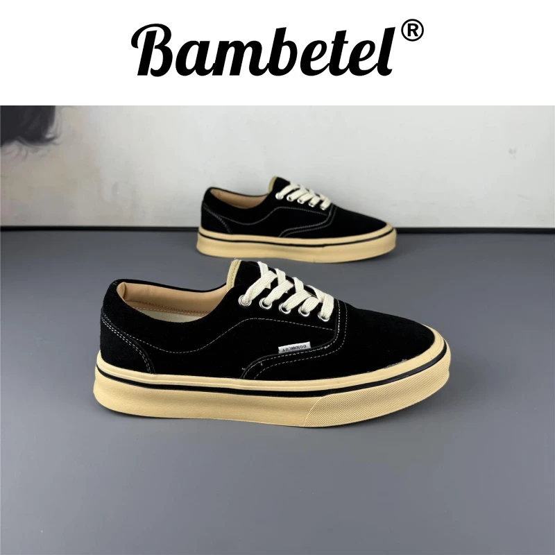 Bambetel鞋子男款秋冬低帮系带磨砂保暖时尚休闲鞋复古软底舒适板