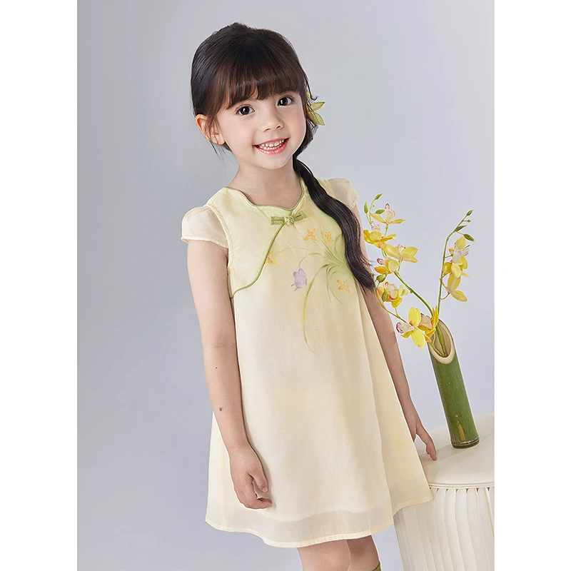 笛莎童装女童裙子夏季新款小童女孩宝宝儿童针织连衣-13252C903