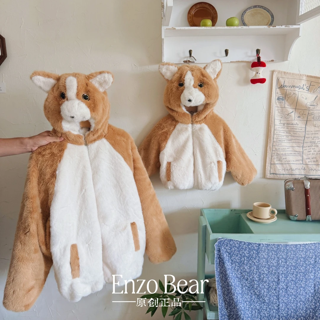 Enzo Bear恩佐熊布丁 成人高定款连帽加厚柯基毛毛衣 EZD2413