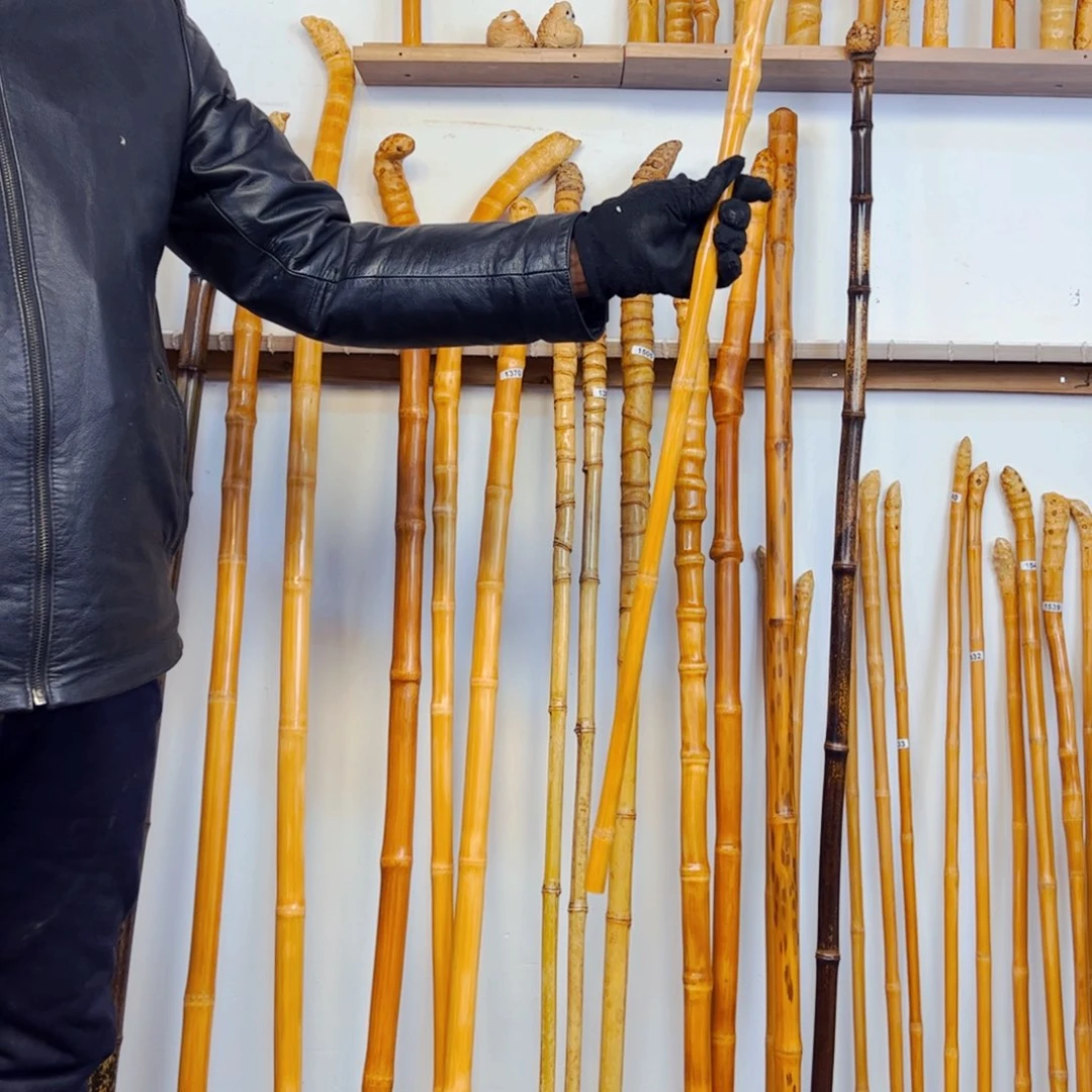 1549玉竹手持把玩件文玩手杖