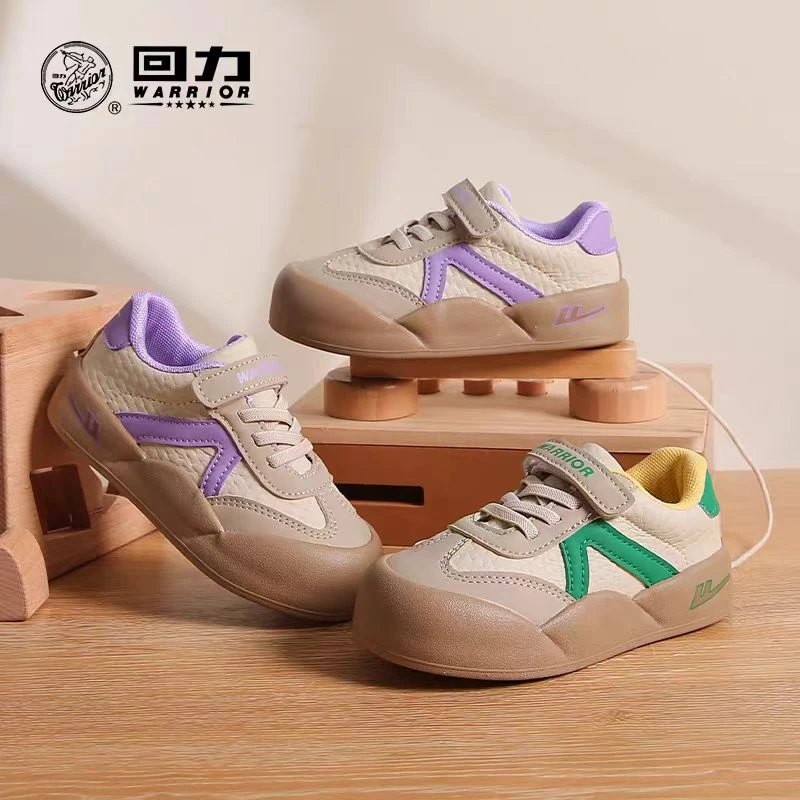 Warrior/回力1731春秋儿童皮面软底板鞋学生百搭休闲透气童鞋C