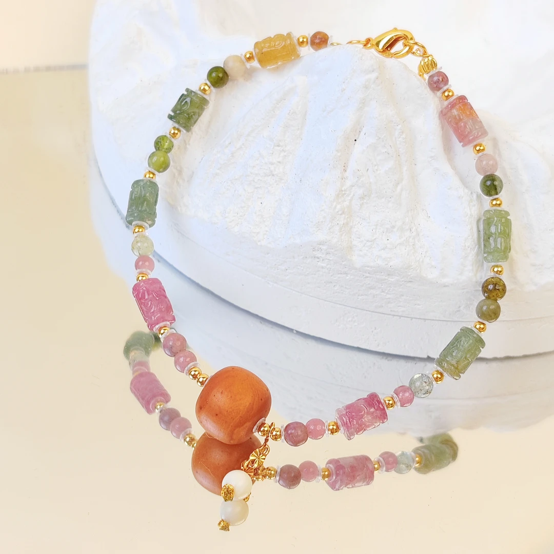 橘皮桶珠回纹猛犸滴流手串（多样性发其一）