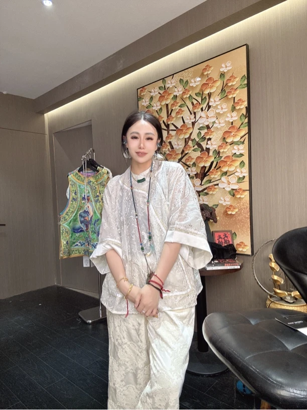 6363#《腰果太太服》重工国服百万针刺富贵外套新中式