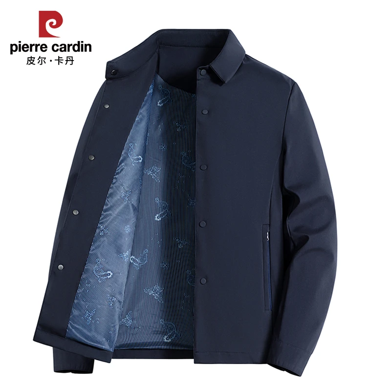 皮尔卡丹/春秋季常规款男士中老年上装中年男装夹克休闲翻领外套