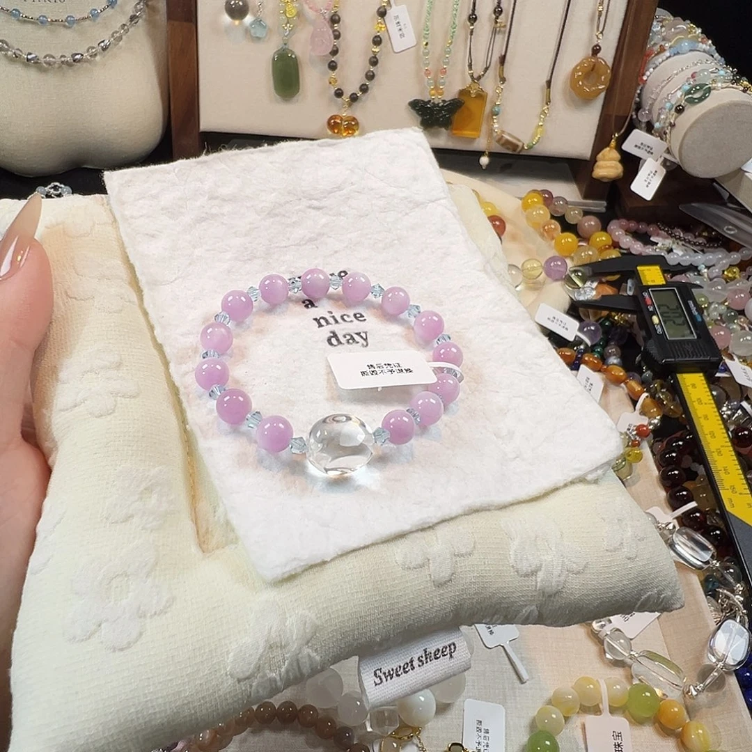 未镶嵌手链水晶紫锂辉白水晶